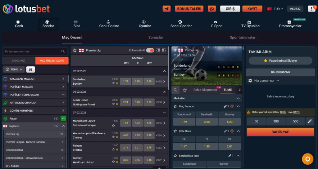lotusbet bahis oranları