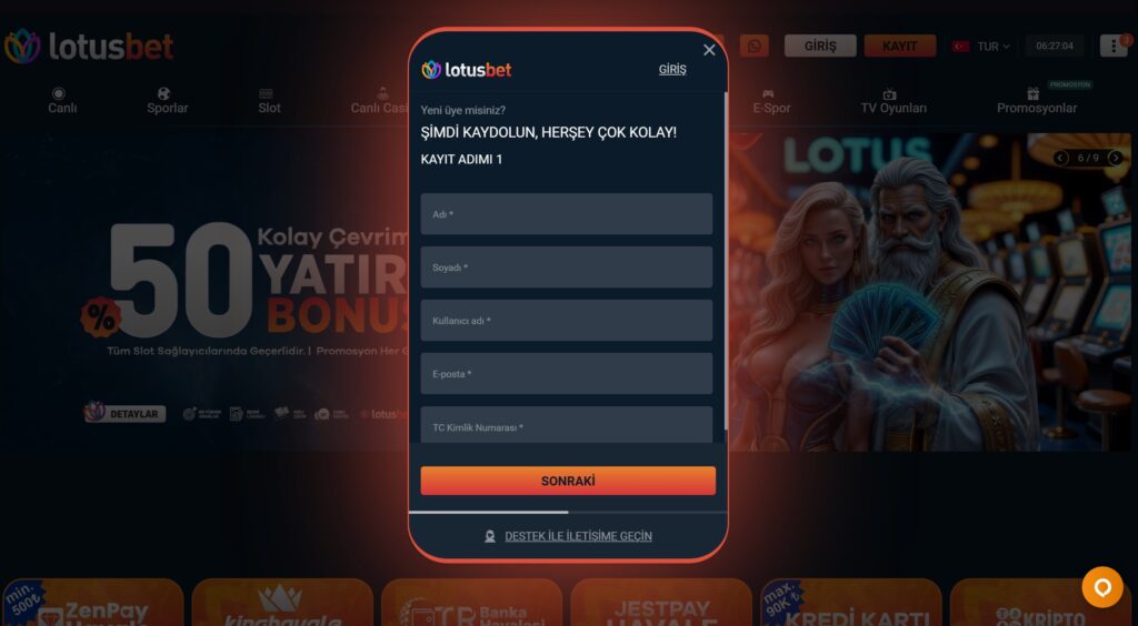lotusbet kayıt ve üyelik işlemleri